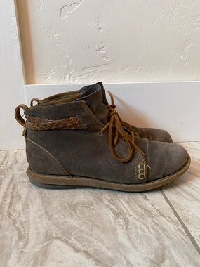 Brown Suede Lace-Up Ankle Boots